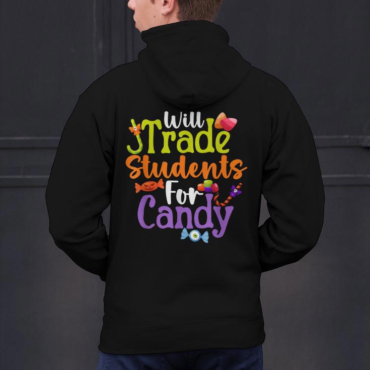Will Trade Students For Candy Teacher Halloween Costume Men's Hoodie Back Print, gift for family, gift for coworker