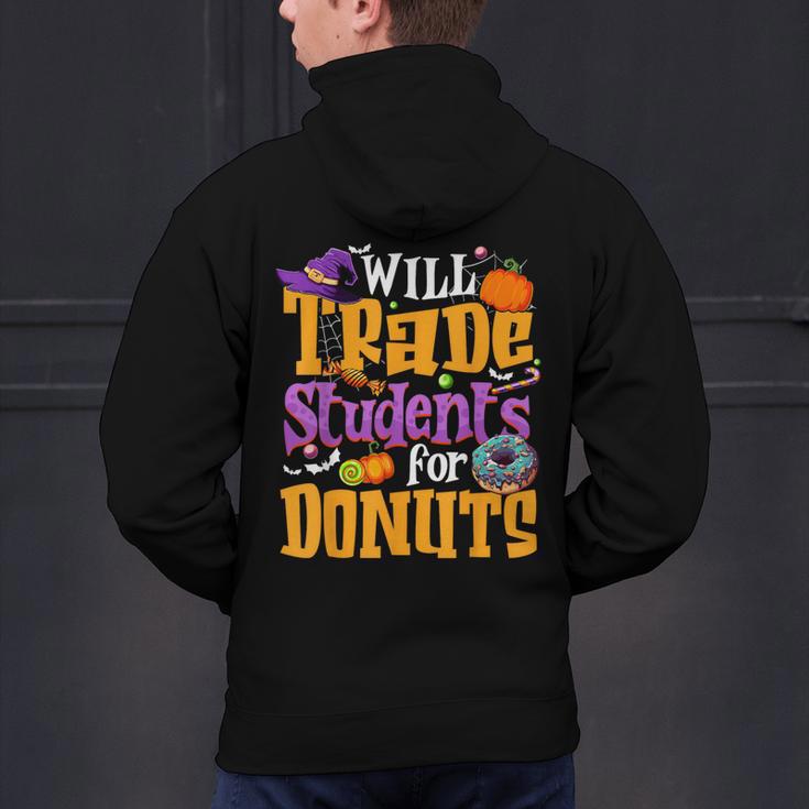 Will Trade Students For Donuts Halloween Teacher Men's Hoodie Back Print, gift for family, gift for coworker Will Trade Students For Donuts Halloween Teacher Men's Hoodie Back Print, gift for family, gift for coworker