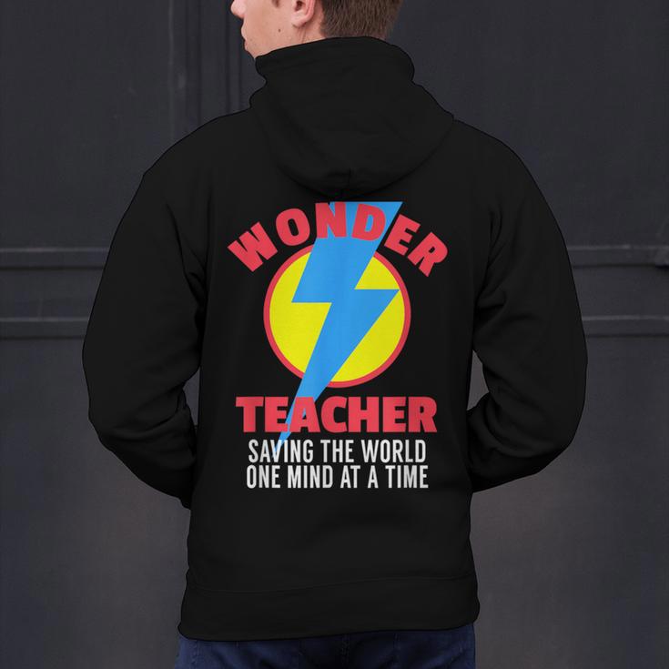 Wonder Teacher Costume Shirt Teacher Halloween Costume Tee Men's Hoodie Back Print, gift for family, gift for coworker