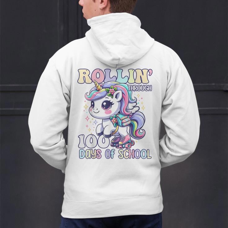 100 Days Of School Girls Teacher 100th Day Unicorn Outfit Men's Hoodie Back Print, gift for family, gift for coworker