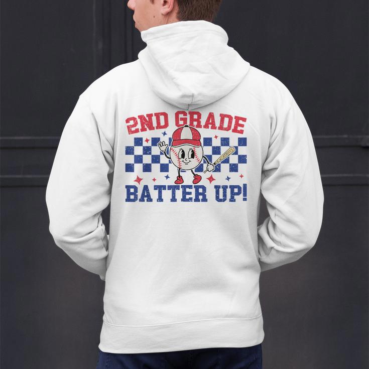 2nd Grade Batter Up Back To School Baseball Teacher Kids Men's Hoodie Back Print, 2nd Grade Teacher Hoodies, gift for family, gift for coworker