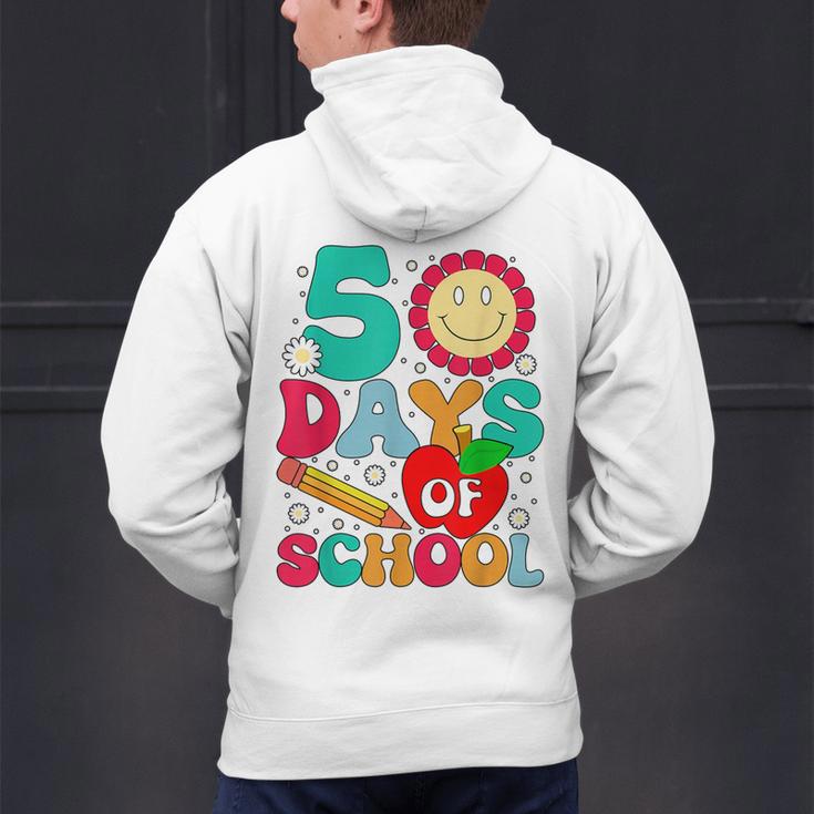 50 Days Of School Teacher Happy 50th Day Of School Kids Men's Hoodie Back Print, gift for family, gift for coworker