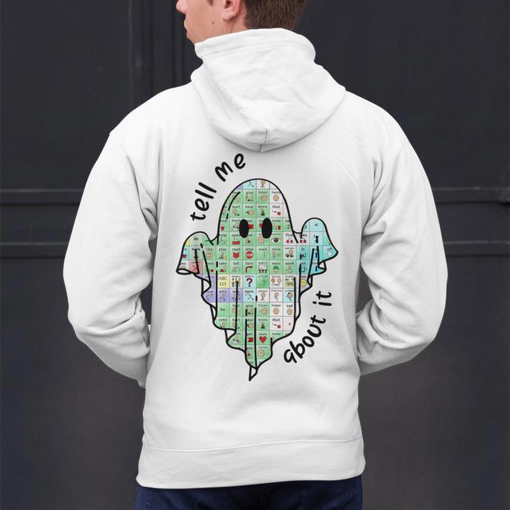 AAC Ghost Tell Me About It Speech Pathology AAC Sped Teacher Men's Hoodie Back Print, gift for family, gift for coworker
