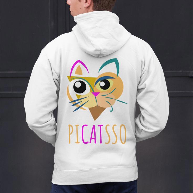 Abstract Cat Art Picatsso Shirt For Art Teachers Men's Hoodie Back Print, gift for family, gift for coworker