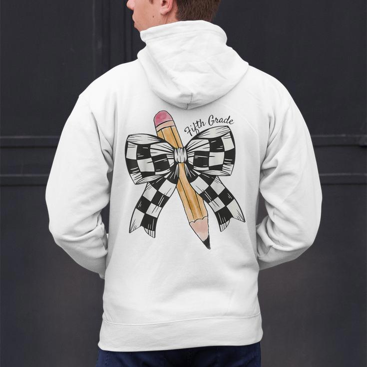 Back To School Hello Fifth Grade Teacher Coquette Pencil Bow Men's Hoodie Back Print, gift for family, gift for coworker