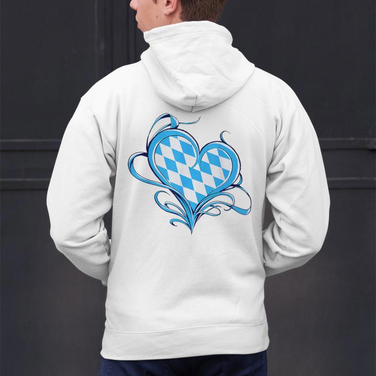 Bavarian Flag As Heart Blue Diamond Bavaria Men's Hoodie Back Print, gift for family, gift for coworker
