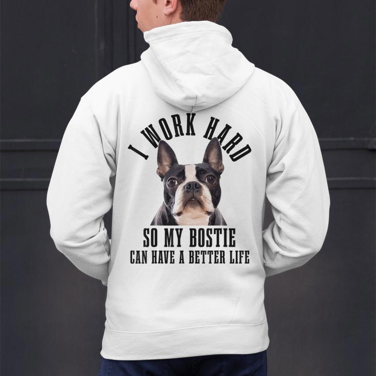 Bostie Mama Dog Dad Boston Terrier For Men Women Men's Hoodie Back Print, Boston Terrier Dad Hoodies, gift for family, gift for coworker