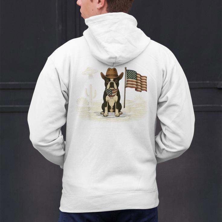 Boston Terrier 4th Of July US American Flag Dog Patriotic Men's Hoodie Back Print, Patriotic Boston Terrier Hoodies, American Boston Terrier Hoodies, Boston Terrier 4th Of July Hoodies, gift for family, gift for coworker