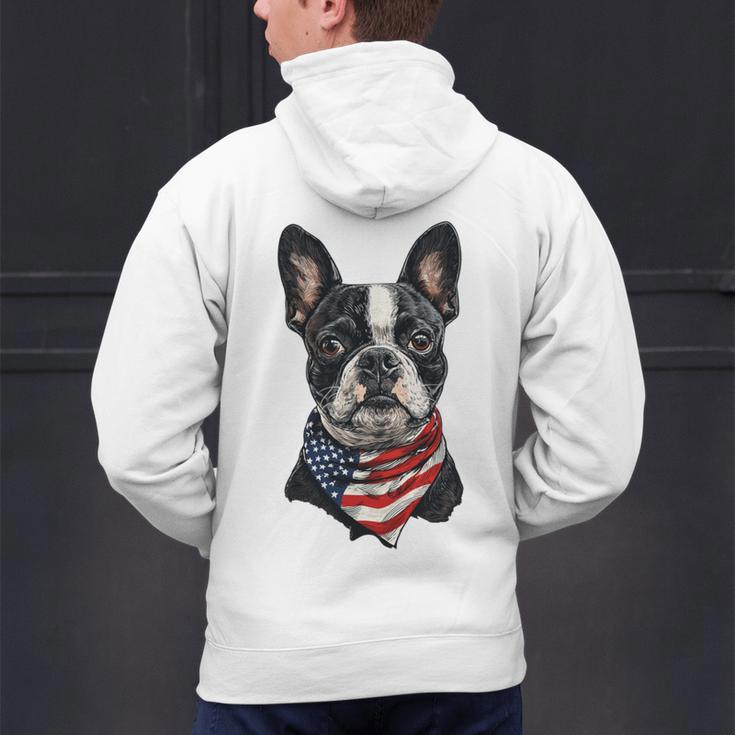 Boston Terrier American Flag Men's Hoodie Back Print, American Boston Terrier Hoodies, gift for family, gift for coworker