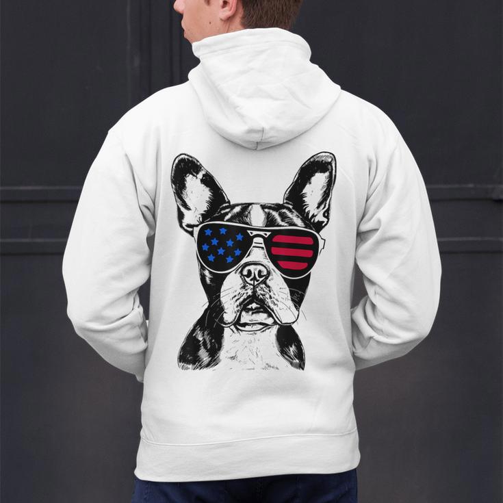 Boston Terrier Dog 4th July America USA Flag Men Women Kids Men's Hoodie Back Print, Boston Terrier 4th Of July Hoodies, gift for family, gift for coworker