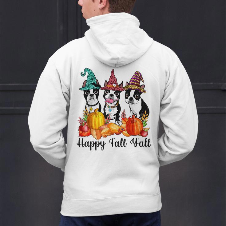 Boston Terrier Dog Lover Fall Ya'Ll Halloween Costume Men Women Men's Hoodie Back Print, Boston Terrier Halloween Hoodies, gift for family, gift for coworker