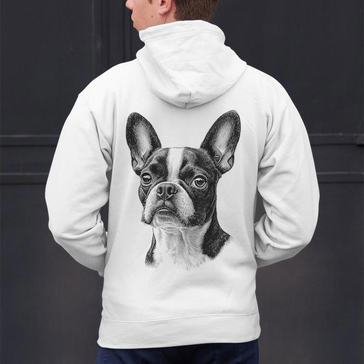 Boston Terrier Dog Motif Pet Illustration Boston Terrier For Men Women Kids Men's Hoodie Back Print, gift for family, gift for coworker