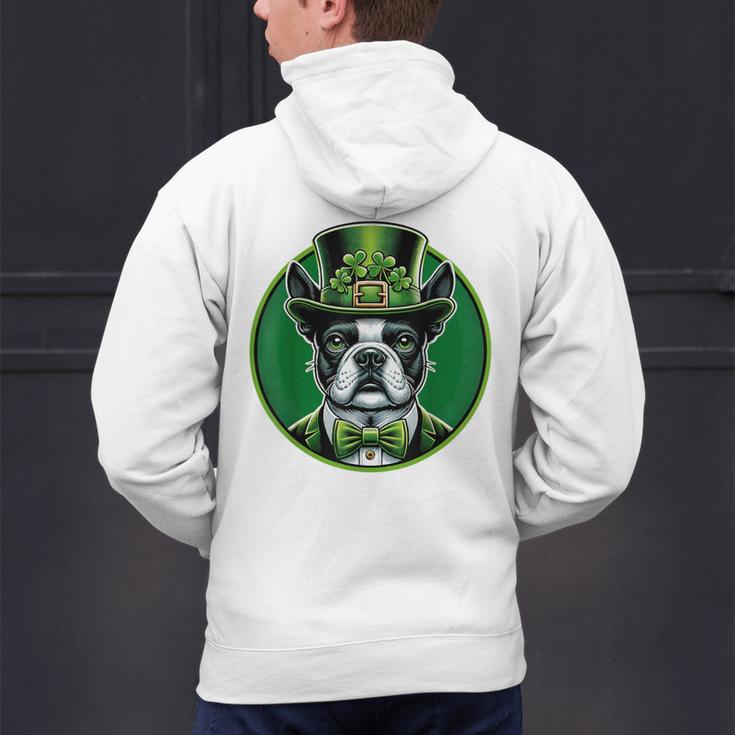 Boston Terrier Dog St Patricks Day Irish Pet Lover Men Women Kids Men's Hoodie Back Print, gift for family, gift for coworker