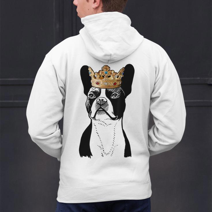Boston Terrier Dog Wearing Crown For Men Women Girls Kids Men's Hoodie Back Print, gift for family, gift for coworker