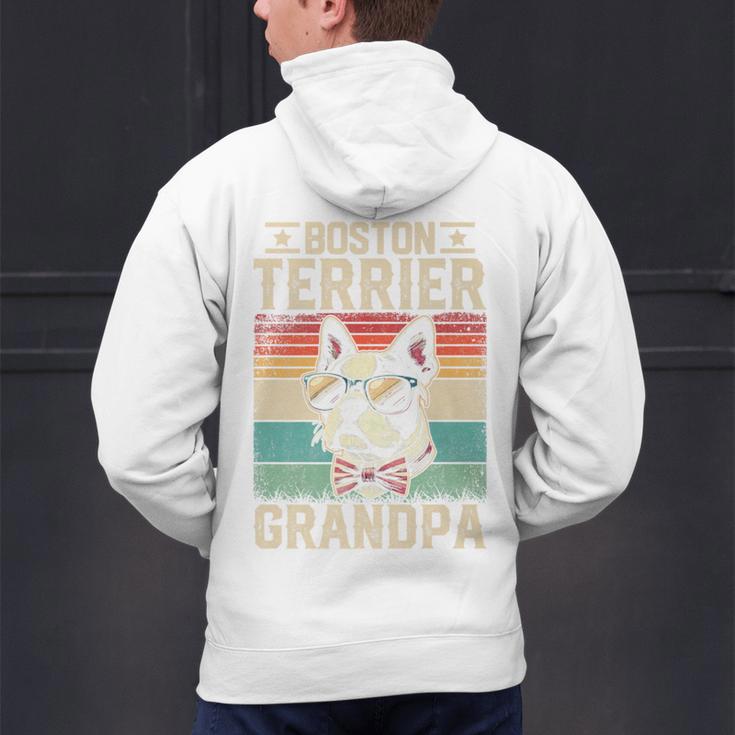 Boston Terrier Grandpa Dog Lover Father's Day Premium Men's Hoodie Back Print, gift for family, gift for coworker