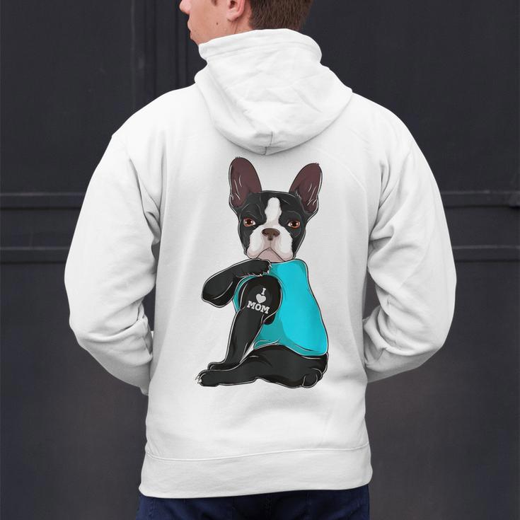 Boston Terrier I Love Mom Apparel Men's Hoodie Back Print, Boston Terrier Mom Hoodies, gift for family, gift for coworker