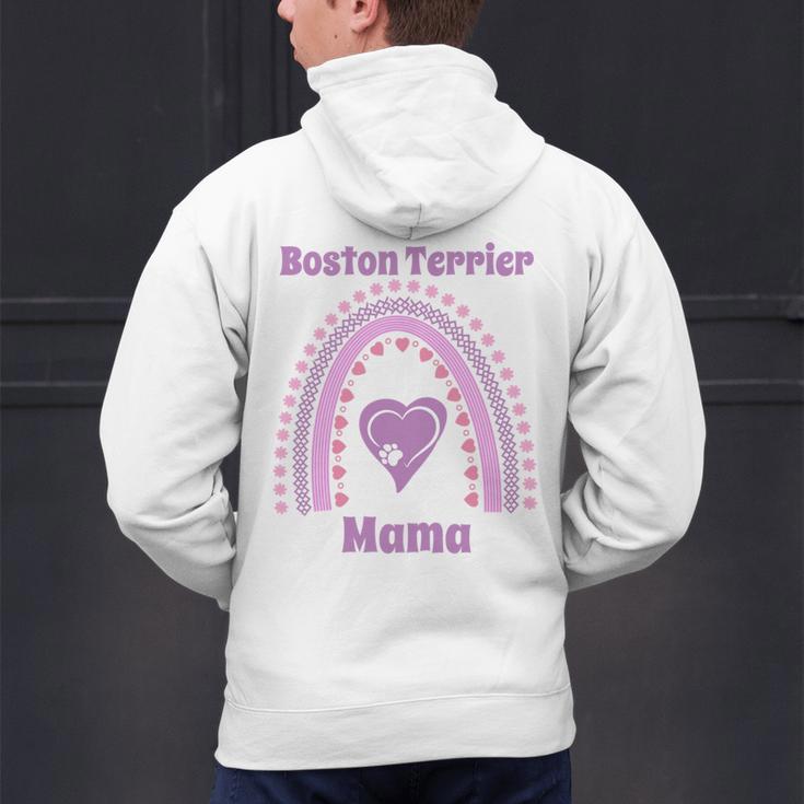 Boston Terrier Mama Cute Rainbow Paw Heart Shape Men's Hoodie Back Print, gift for family, gift for coworker