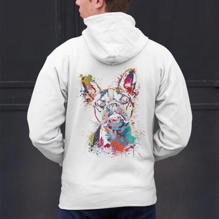 Boston Terrier Splash Men's Hoodie Back Print, gift for family, gift for coworker