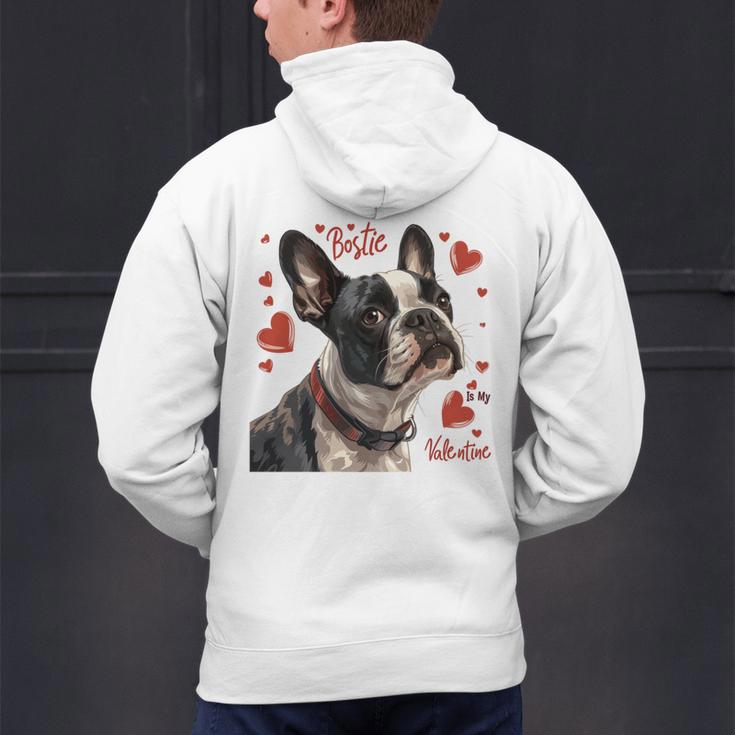 Boston Terrier Is My Valentine Cute Pet Dog Owner Valentine Men's Hoodie Back Print, gift for family, gift for coworker