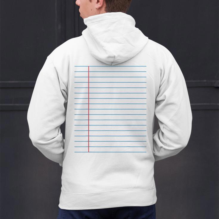 College Ruled Lined Paper Student Teacher Professor Costume Men's Hoodie Back Print, gift for family, gift for coworker