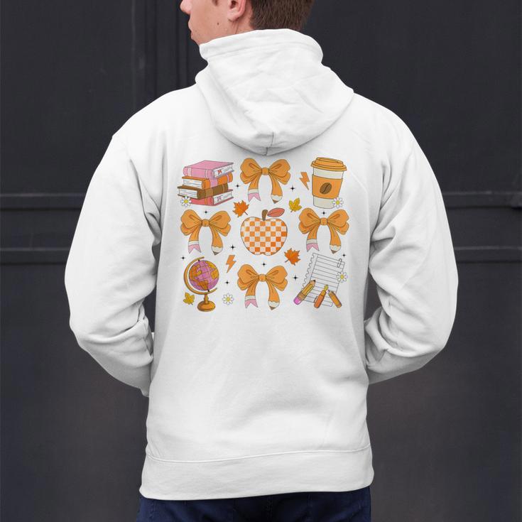 Coquette Bow Teacher Thanksgiving Fall Autumn Girls Women Men's Hoodie Back Print, gift for family, gift for coworker