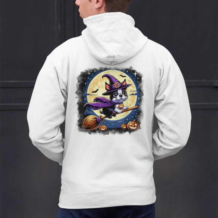 Cute Boston Terrier Halloween Costume Dog Lover Women Girls Men's Hoodie Back Print, Boston Terrier Halloween Hoodies, gift for family, gift for coworker