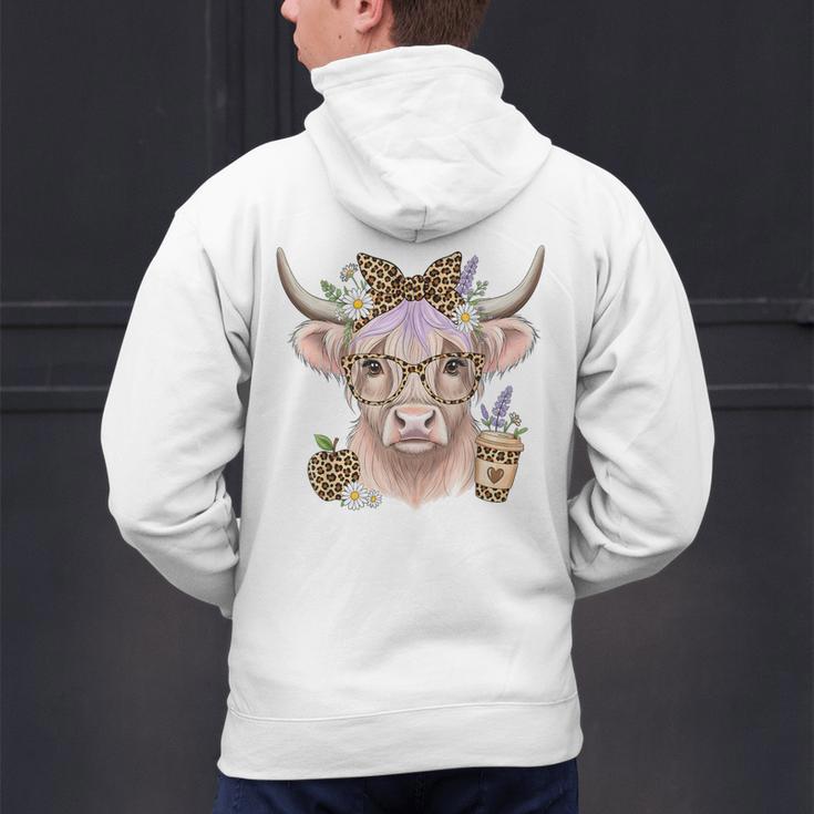 Cute Floral Highland Cow Back To School For Women Teacher Men's Hoodie Back Print, gift for family, gift for coworker Cute Floral Highland Cow Back To School For Women Teacher Men's Hoodie Back Print, gift for family, gift for coworker