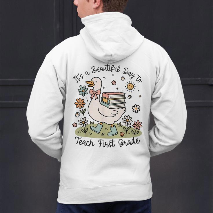 Cute Goose It's A Beautiful Day To Teach 1st Grade Teacher Men's Hoodie Back Print, gift for family, gift for coworker Cute Goose It's A Beautiful Day To Teach 1st Grade Teacher Men's Hoodie Back Print, gift for family, gift for coworker