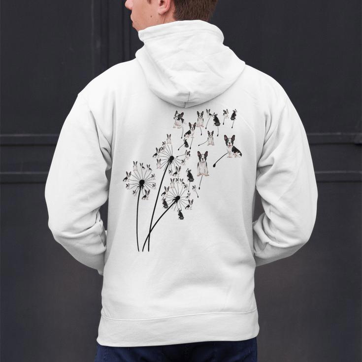 Dandelion Boston Terrier Flower Floral Bostie Tree Men's Hoodie Back Print, gift for family, gift for coworker