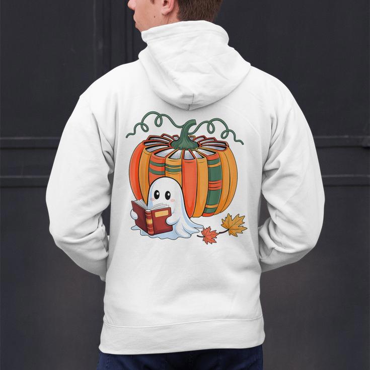 Fall Book Pumpkin Books Ghost Reading Halloween Teacher Men's Hoodie Back Print, gift for family, gift for coworker Fall Book Pumpkin Books Ghost Reading Halloween Teacher Men's Hoodie Back Print, gift for family, gift for coworker