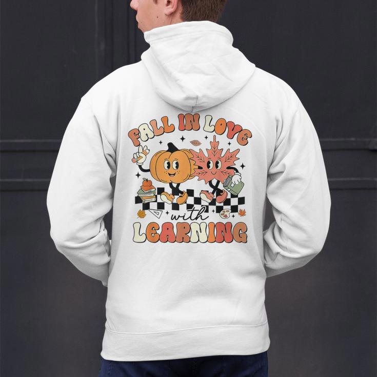 Fall In Love With Learning Teacher Retro Thanksgiving Men's Hoodie Back Print, gift for family, gift for coworker