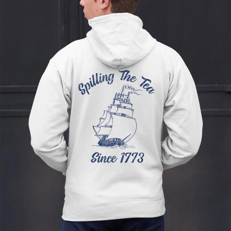 Fun 4th Of July Spilling The Tea Since 1773 History Teacher Men's Hoodie Back Print, History Teacher Hoodies, gift for family, gift for coworker