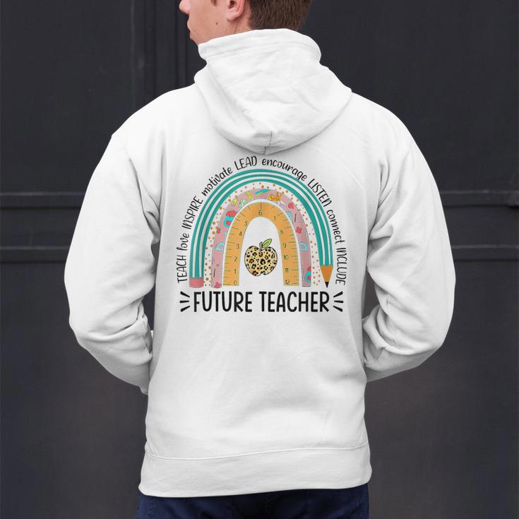 Future Teacher Cute Rainbow Leopard Teacher Outfit For Men Women Girls Kids Men's Hoodie Back Print, Future Teacher Hoodies, gift for family, gift for coworker Future Teacher Cute Rainbow Leopard Teacher Outfit For Men Women Girls Kids Men's Hoodie Back Print, Future Teacher Hoodies, gift for family, gift for coworker