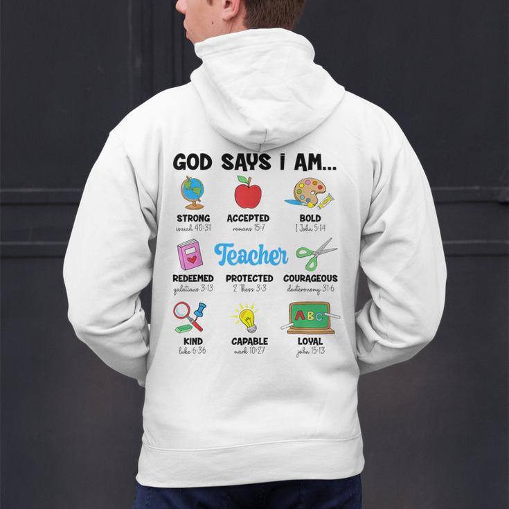 God Says Im Teacher Christian Back To School Religious Men's Hoodie Back Print, gift for family, gift for coworker God Says Im Teacher Christian Back To School Religious Men's Hoodie Back Print, gift for family, gift for coworker