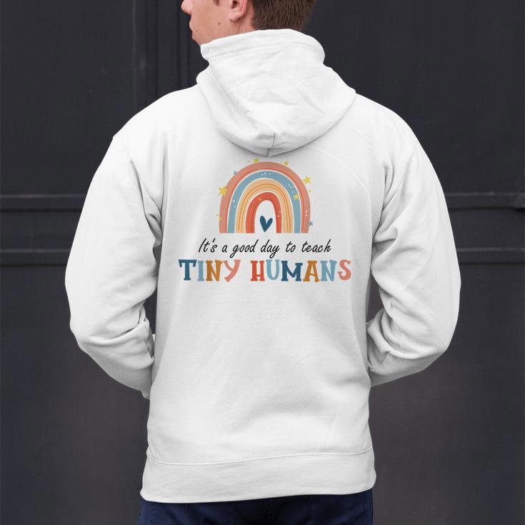 Good Day To Teach Tiny Humans Rainbow Teacher Men's Hoodie Back Print, gift for family, gift for coworker Good Day To Teach Tiny Humans Rainbow Teacher Men's Hoodie Back Print, gift for family, gift for coworker