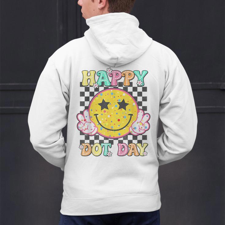Happy Dot Day Hippie Flowers Smile Face Groovy Teacher Kids Men's Hoodie Back Print, Groovy Teacher Hoodies, gift for family, gift for coworker Happy Dot Day Hippie Flowers Smile Face Groovy Teacher Kids Men's Hoodie Back Print, Groovy Teacher Hoodies, gift for family, gift for coworker
