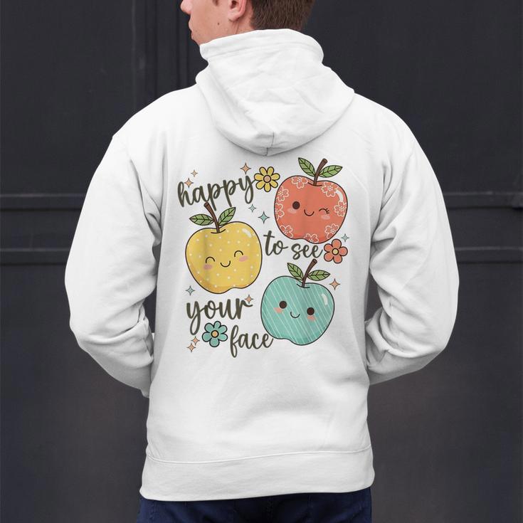 Happy To See Your Face Teacher Apple Men's Hoodie Back Print, gift for family, gift for coworker
