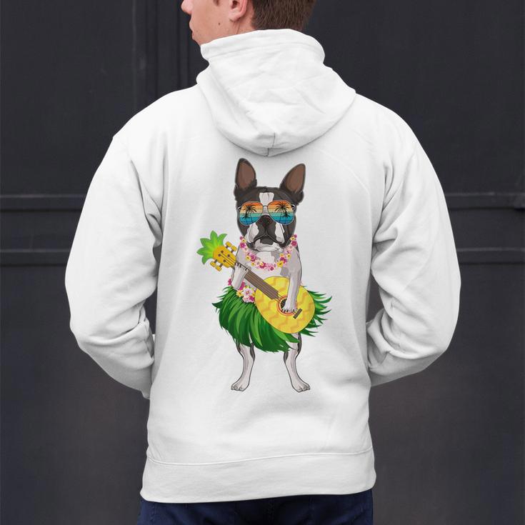 Hawaiian Boston Terrier Dog Pineapple Ukulele Summer For Men Women Girls Kids Men's Hoodie Back Print, gift for family, gift for coworker