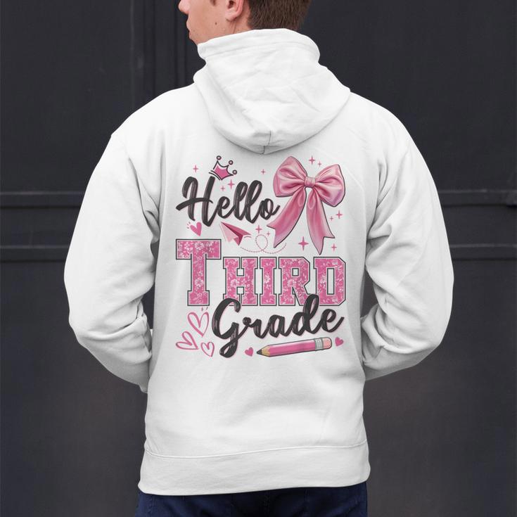 Hello Third Grade First Day Of School Coquette Teacher Girl Men's Hoodie Back Print, First Grade Teacher Hoodies, gift for family, gift for coworker