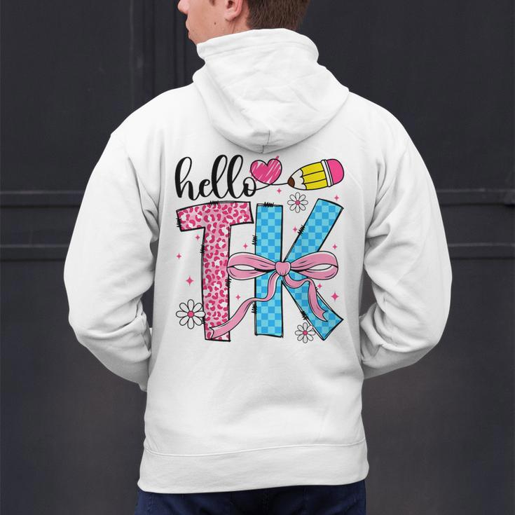Hello TK Transitional Kindergarten Back To School Teacher Men's Hoodie Back Print, gift for family, gift for coworker