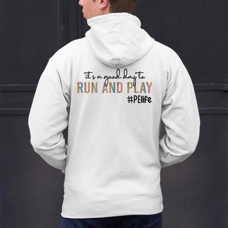 It's a Good Day To Run And Play Leopard PE Teacher Life Men's Hoodie Back Print, Pe Teacher Hoodies, gift for family, gift for coworker It's a Good Day To Run And Play Leopard PE Teacher Life Men's Hoodie Back Print, Pe Teacher Hoodies, gift for family, gift for coworker