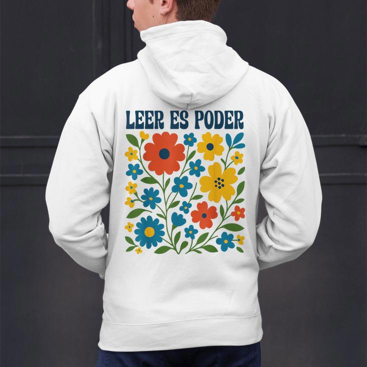 Leer Es Poder Cute Floral Boho Spanish Teacher Reading Men's Hoodie Back Print, gift for family, gift for coworker Leer Es Poder Cute Floral Boho Spanish Teacher Reading Men's Hoodie Back Print, gift for family, gift for coworker
