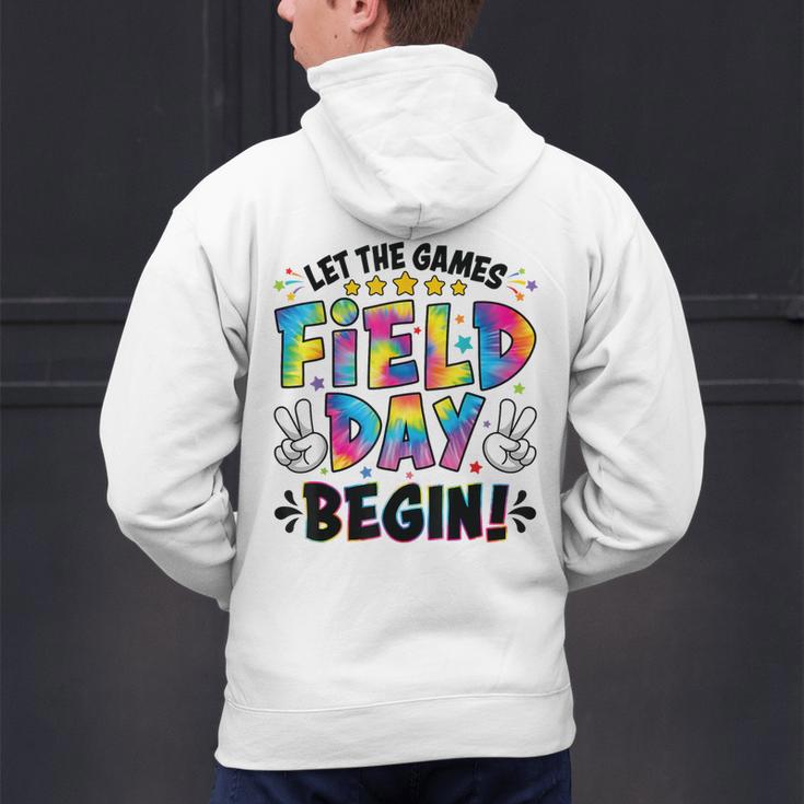 Let The Games Field Day Begin Tie Dye Adults Teacher Kids Men's Hoodie Back Print, gift for family, gift for coworker Let The Games Field Day Begin Tie Dye Adults Teacher Kids Men's Hoodie Back Print, gift for family, gift for coworker