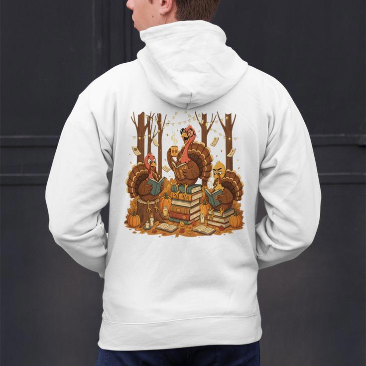 Librarian Turkey Reading Book Fall Thanksgiving Teacher Book Men's Hoodie Back Print, gift for family, gift for coworker Librarian Turkey Reading Book Fall Thanksgiving Teacher Book Men's Hoodie Back Print, gift for family, gift for coworker
