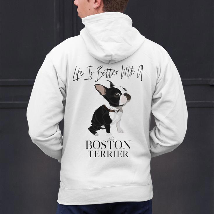 Life Is Better With A Boston Terrier Dog For Lover Men's Hoodie Back Print, gift for family, gift for coworker