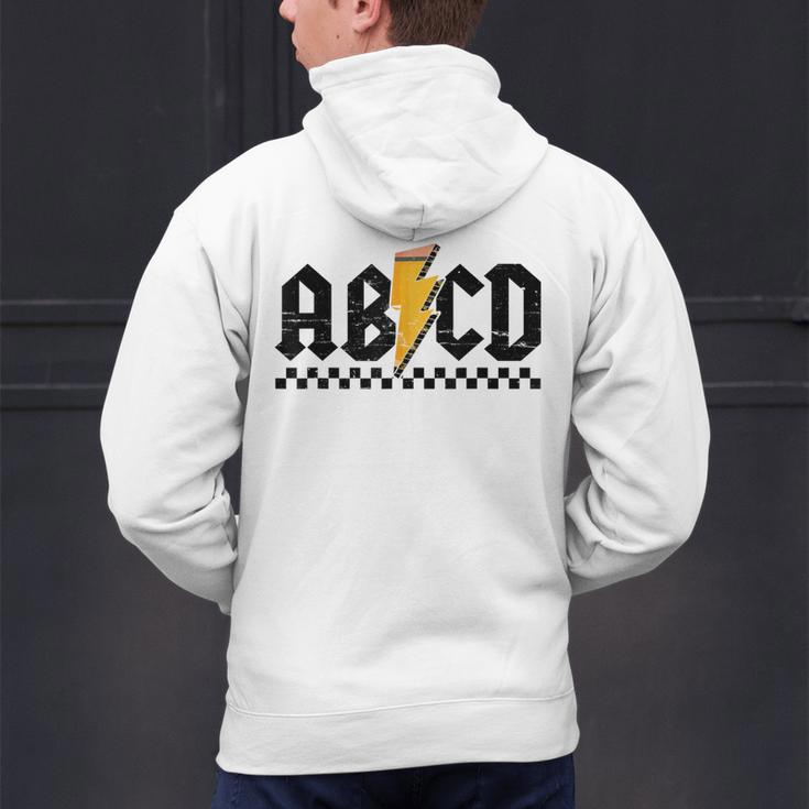 Lightning Pencil Rock'n Roll ABCD Teacher Back To School Kid Men's Hoodie Back Print, gift for family, gift for coworker Lightning Pencil Rock'n Roll ABCD Teacher Back To School Kid Men's Hoodie Back Print, gift for family, gift for coworker