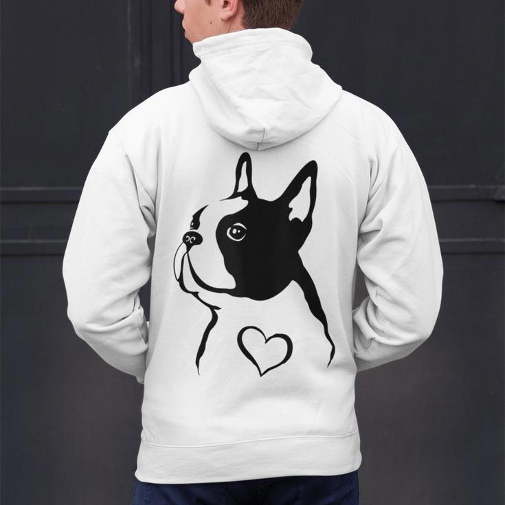 I Love My Boston Terrier Dog With Heart Men's Hoodie Back Print, gift for family, gift for coworker