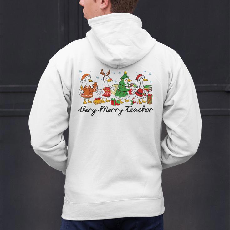 Very Merry Teacher Christmas Goose Silly Holiday Party Men's Hoodie Back Print, gift for family, gift for coworker