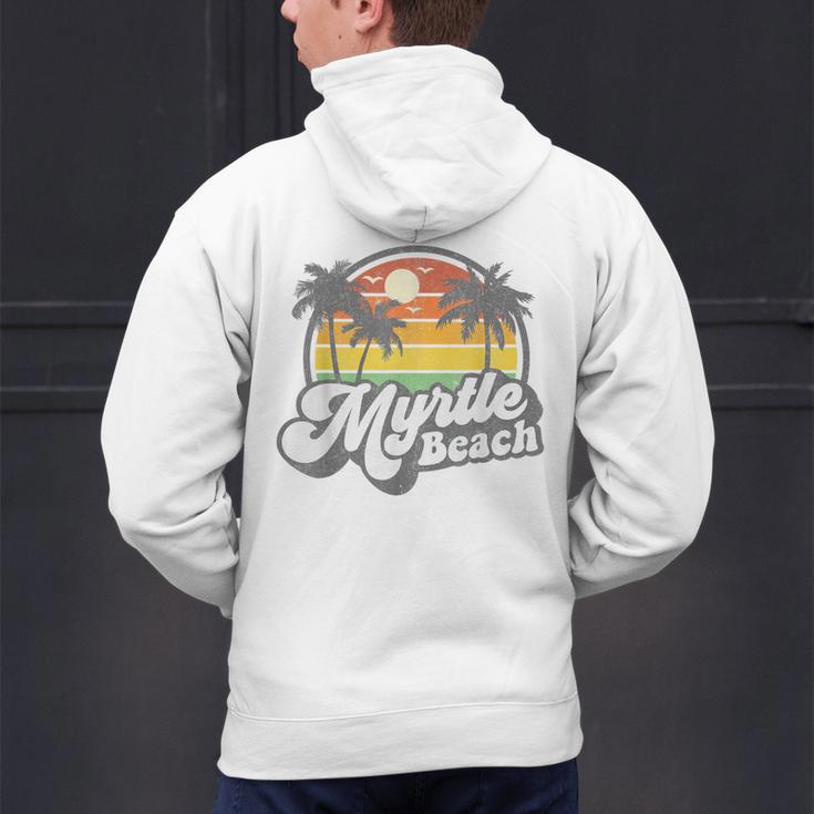 Myrtle Beach South Carolina Retro 70s Vintage Vacation Men's Hoodie Back Print, gift for family, gift for coworker