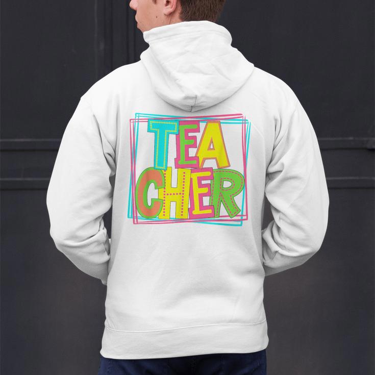 Neon Retro Teacher Cute Teacher Team New Teacher Back To Sch Men's Hoodie Back Print, gift for family, gift for coworker
